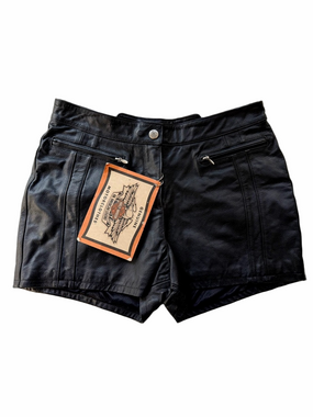 Harley-Davidson Rapid City Black Leather Biker Shorts Size 10 NEW